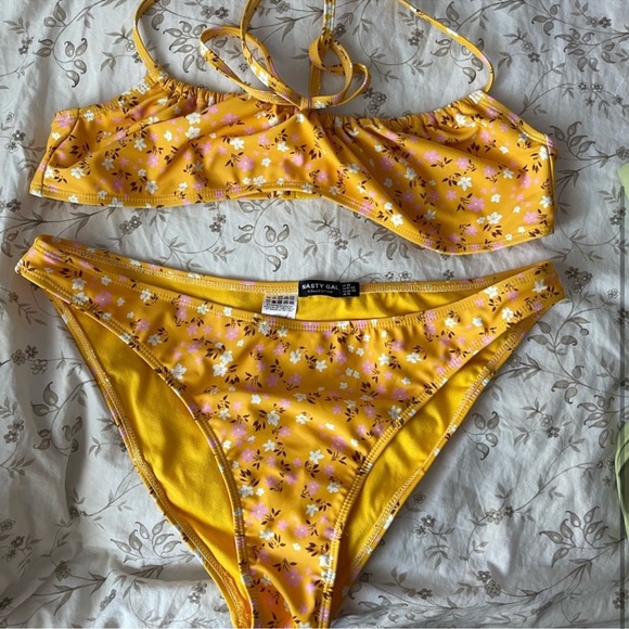 Nasty Gal Orange Recycled Floral Bikini Set - Picture 3 of 3
